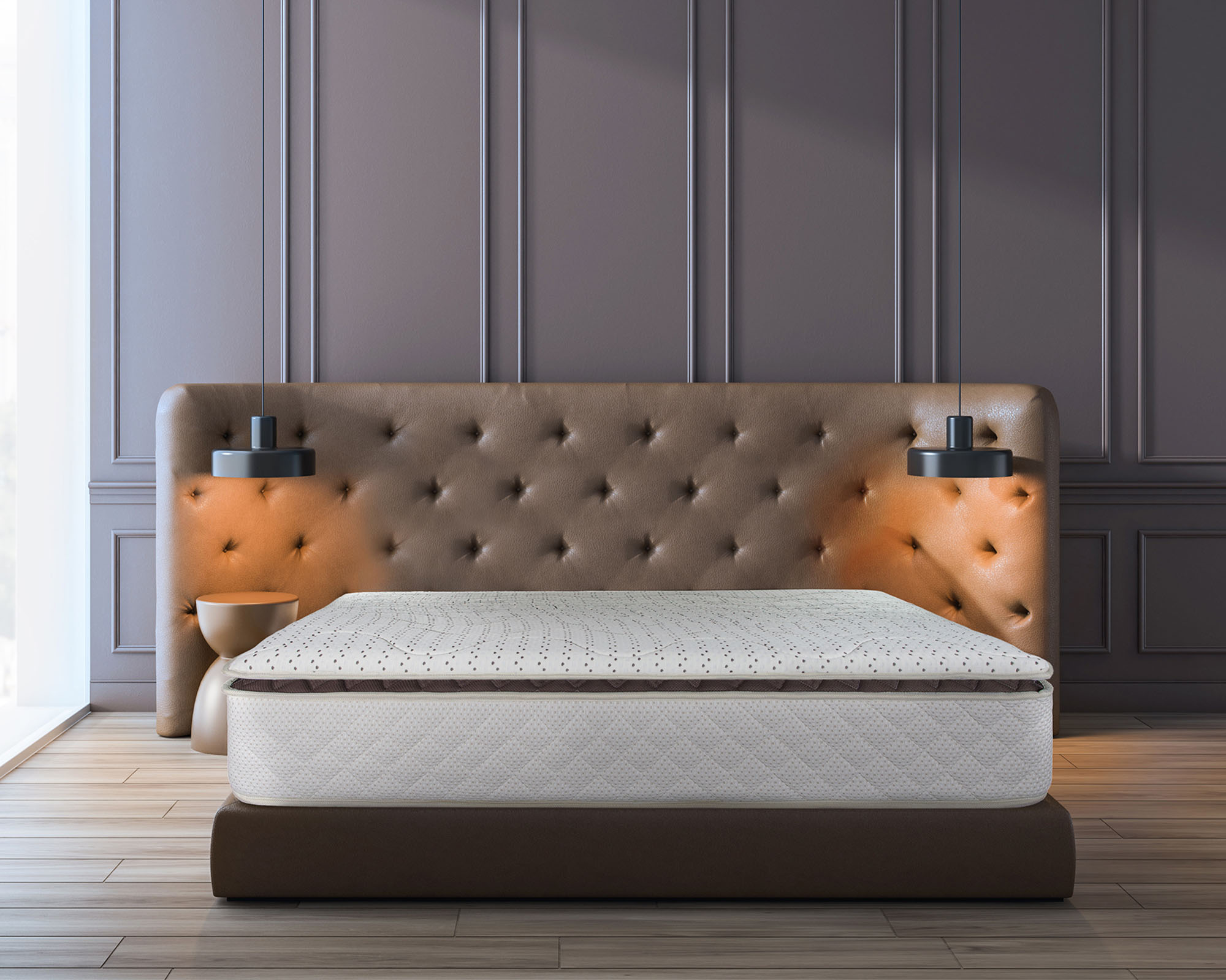 Minimalistic,Bedroom,Interior,With,Beige,And,White,Walls,,Wooden,Floor,