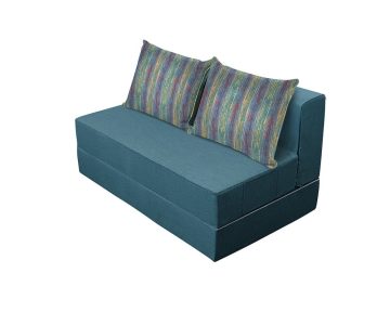 Bedora Urban Living Kihúzható Kanapé, 2 férőhely, zsebekkel, csíkos párnákkal, textil, türkiz